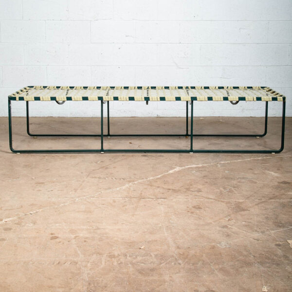 Mid Century Modern Patio Chair Bench Green Brown Jordan Wrapped Daybed Outdoor - Image 3