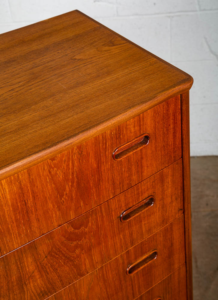 Mid Century Danish Modern Highboy Dresser 6 Drawer Teak Denmark Vintage Compact - Image 9