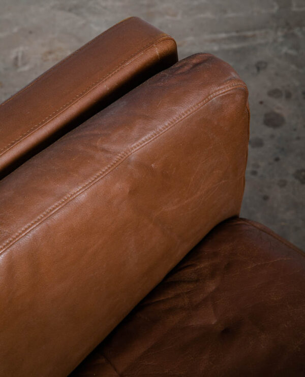 Mid Century Danish Modern Lounge Chair Brown Leather Armchair Denmark Vintage VG - Image 7