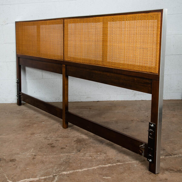 Mid Century Modern King Size Headboard Walnut Paul McCobb Calvin Furniture Cane - Image 2