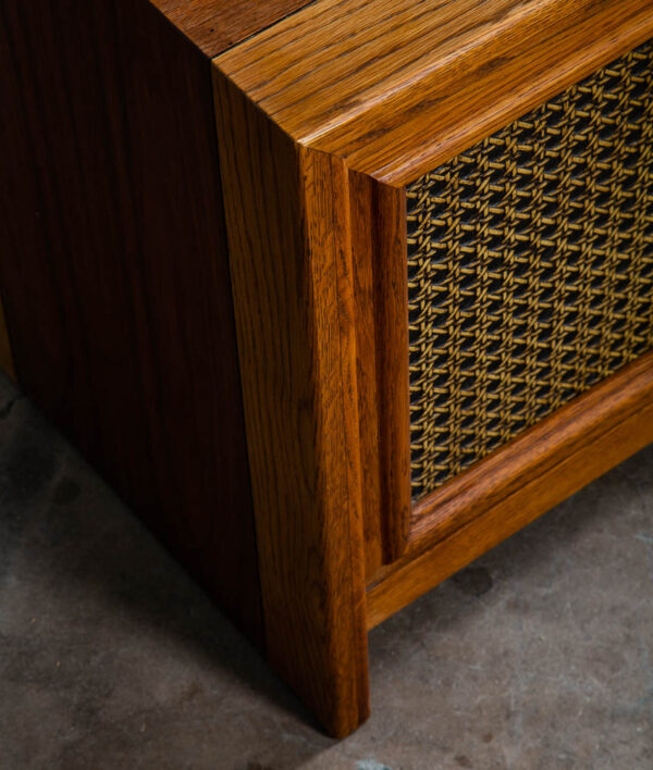 Mid Century Modern Nightstands End Side Tables Cane Walnut Oak Founders Cabinet - Image 8