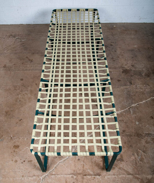Mid Century Modern Patio Chair Bench Green Brown Jordan Wrapped Daybed Outdoor - Image 4