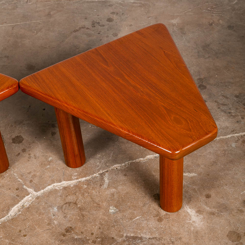 Mid Century Danish Modern End Tables Side Nightstands Solid Teak Wedge Tripod NM - Image 9