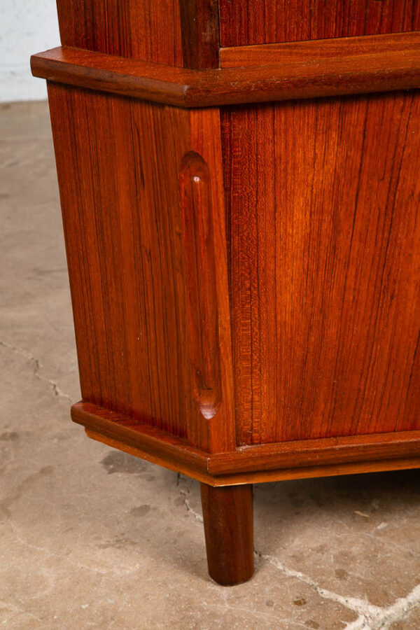 Mid Century Danish Modern Corner Cabinet Teak Wood Bar Denmark Drawers Locking - Image 9