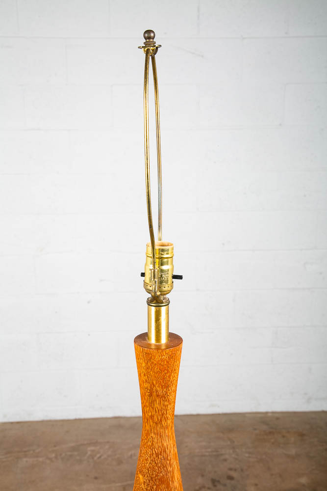 Mid Century Modern Table Lamp Solid Teak Wood Round Turned Tapered Tested Mcm - Image 6
