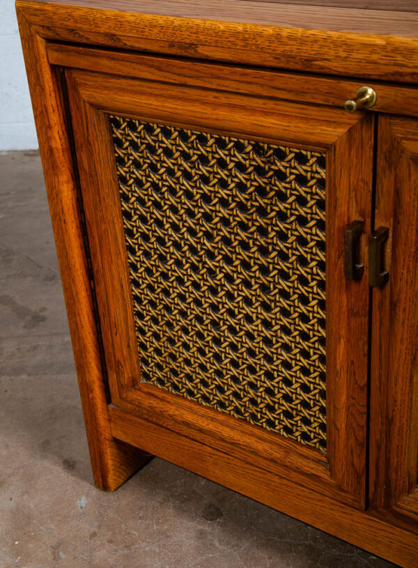 Mid Century Modern Nightstands End Side Tables Cane Walnut Oak Founders Cabinet - Image 9