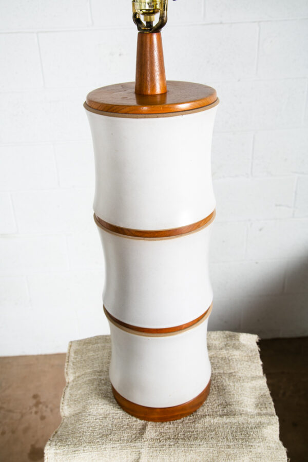 Mid Century Modern Table Lamp Martz Marshall Studios White Walnut Ceramic # 221 - Image 4