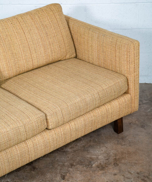 Mid Century Modern Sofa Couch Bed Yellow Tweed Solid Walnut 3 Seater American NM - Image 12