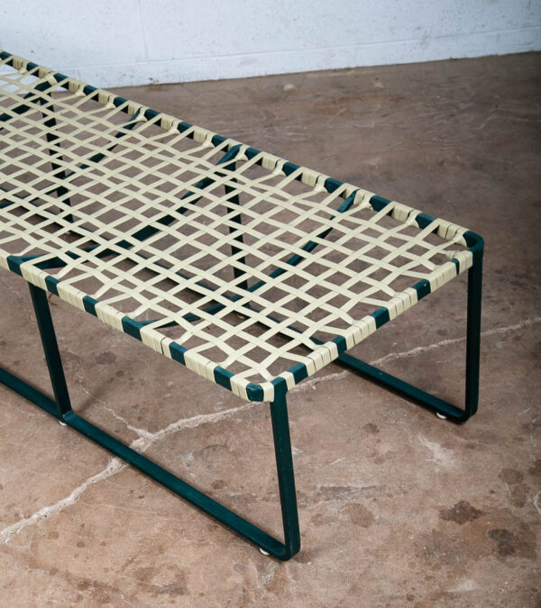 Mid Century Modern Patio Chair Bench Green Brown Jordan Wrapped Daybed Outdoor - Image 9