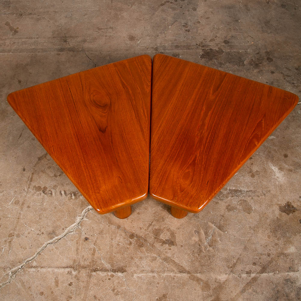Mid Century Danish Modern End Tables Side Nightstands Solid Teak Wedge Tripod NM - Image 6