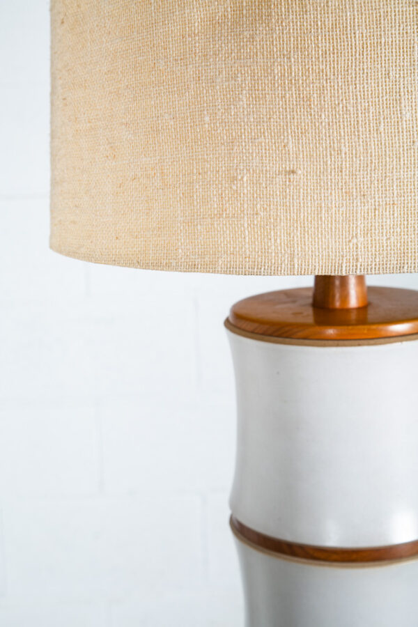 Mid Century Modern Table Lamp Martz Marshall Studios White Walnut Ceramic # 221 - Image 9