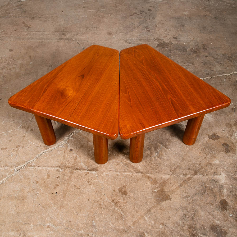 Mid Century Danish Modern End Tables Side Nightstands Solid Teak Wedge Tripod NM - Image 4