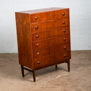 Mid Century Danish Modern Dresser Highboy 6 Drawer Teak Denmark Locking Vintage