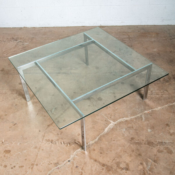Mid Century Modern Coffee Table Square Large Chrome Glass Fritz Hansen Style Mcm