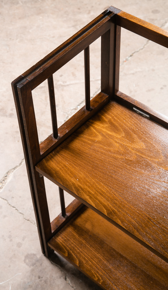 Mid Century Modern Bookshelf Book Shelf Shelving Folding Solid Oak Vintage Mcm - Image 6