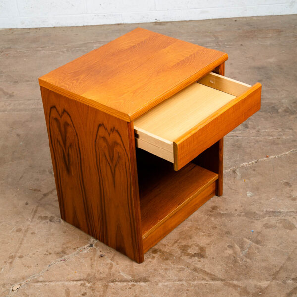 Mid Century Danish Modern Nightstand End Side Tables Teak Wood Drawer Denmark - Image 4
