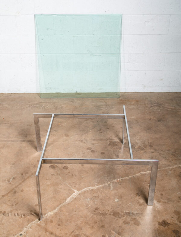 Mid Century Modern Coffee Table Square Large Chrome Glass Fritz Hansen Style Mcm - Image 4