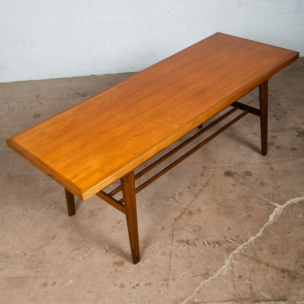 Mid Century Danish Modern Coffee Table Slat Teak Sculptural Denmark Shelf Mcm