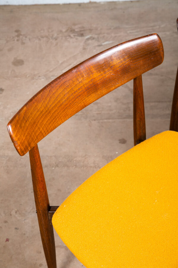 Mid Century Danish Modern Dining Chairs Set 4 HW Klein Bramin Solid Teak Yellow - Image 11