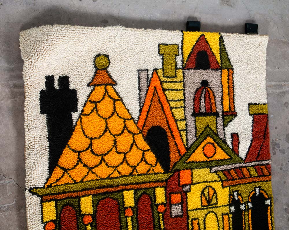 Mid Century Modern Tapestry Wall Hanging Hooked Rug Abstract Shag 1970s Retro - Image 8