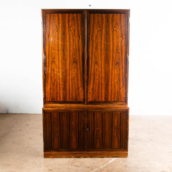 Mid Century Danish Modern Cabinet Brazilian Rosewood Doors Poul Hundevad Shelves - Image 3