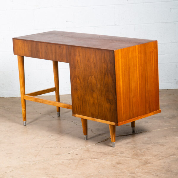 Mid Century Modern Desk BP John Metal 4 Drawer Walnut Vintage Floating Kneehole - Image 4