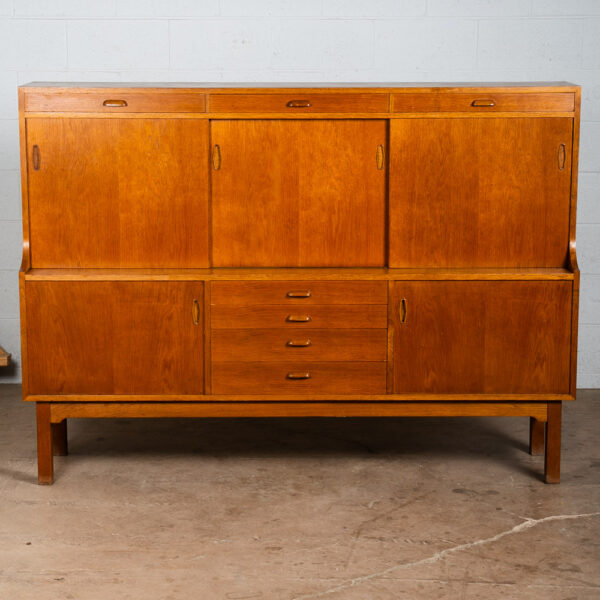 Mid Century Danish Modern Credenza Highboard Sideboard Sliding Doors Drawers NM - Image 2