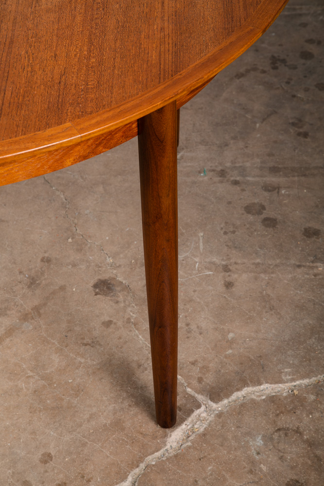Mid Century Danish Modern Dining Table Large Teak Expanding Leaf x2 Round 86" - Image 8