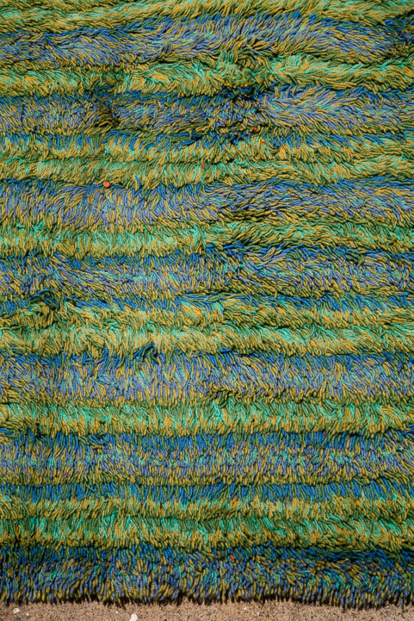 Mid Century Modern Shag Area Rug Abstract Blue Green 17.5'x11.25' Danish Large M - Image 11