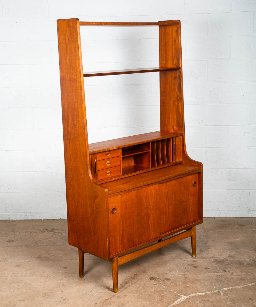 Mid Century Danish Modern Secretary Desk Cabinet Teak Johannes Sorth Denmark Mcm