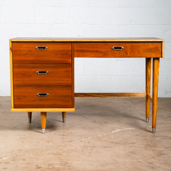 Mid Century Modern Desk BP John Metal 4 Drawer Walnut Vintage Floating Kneehole - Image 2