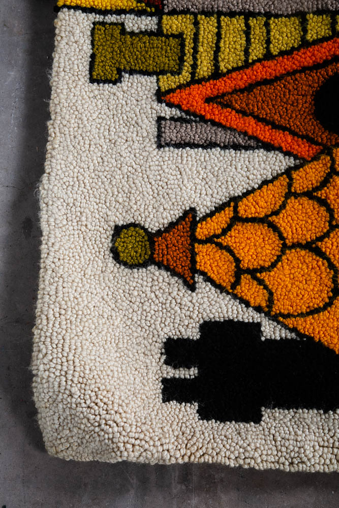 Mid Century Modern Tapestry Wall Hanging Hooked Rug Abstract Shag 1970s Retro - Image 7