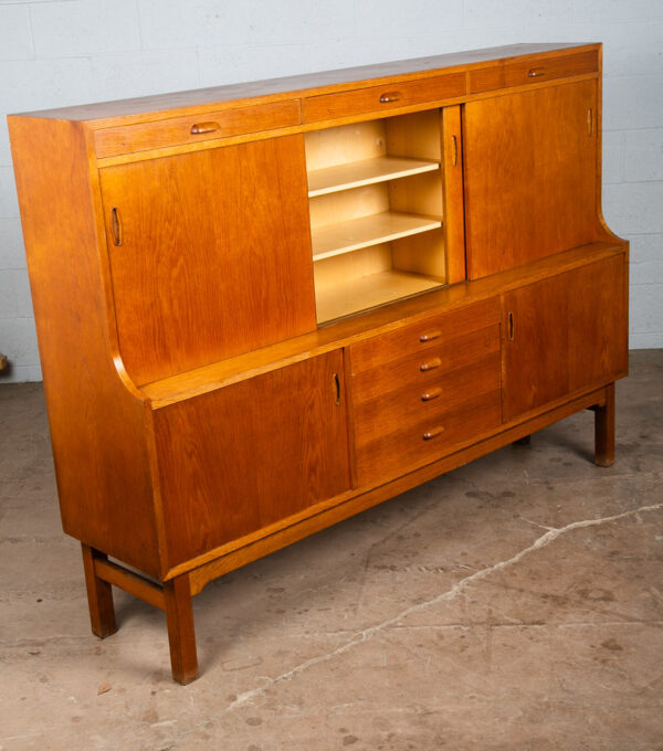 Mid Century Danish Modern Credenza Highboard Sideboard Sliding Doors Drawers NM - Image 11
