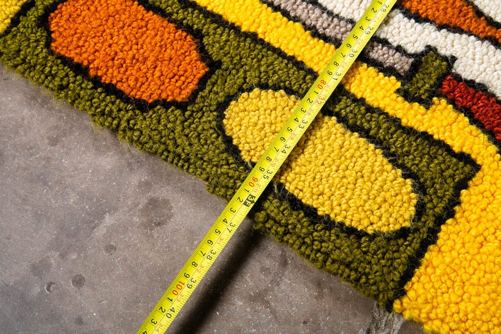 Mid Century Modern Tapestry Wall Hanging Hooked Rug Abstract Shag 1970s Retro - Image 6