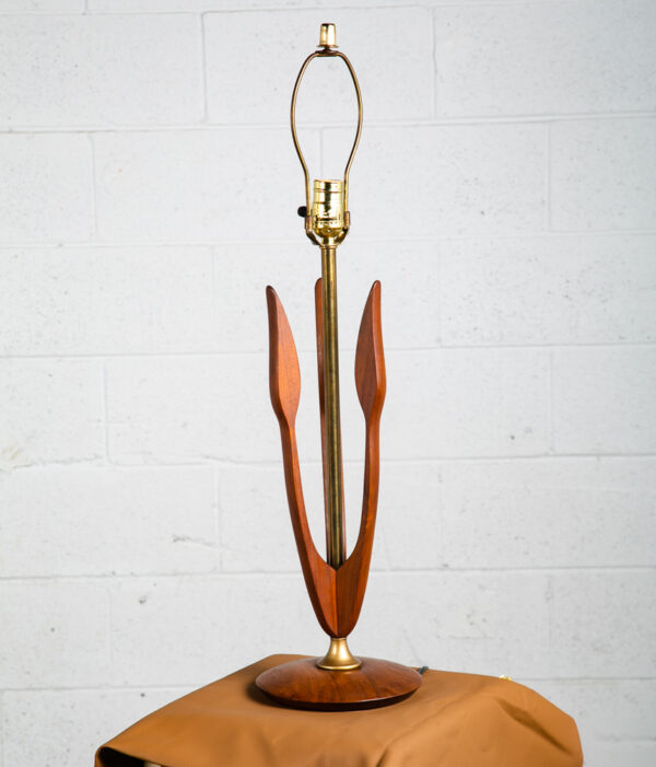 Mid Century Modern Table Lamp Sculptural Walnut Wood Adrian Pearsall Kagan Brass - Image 2