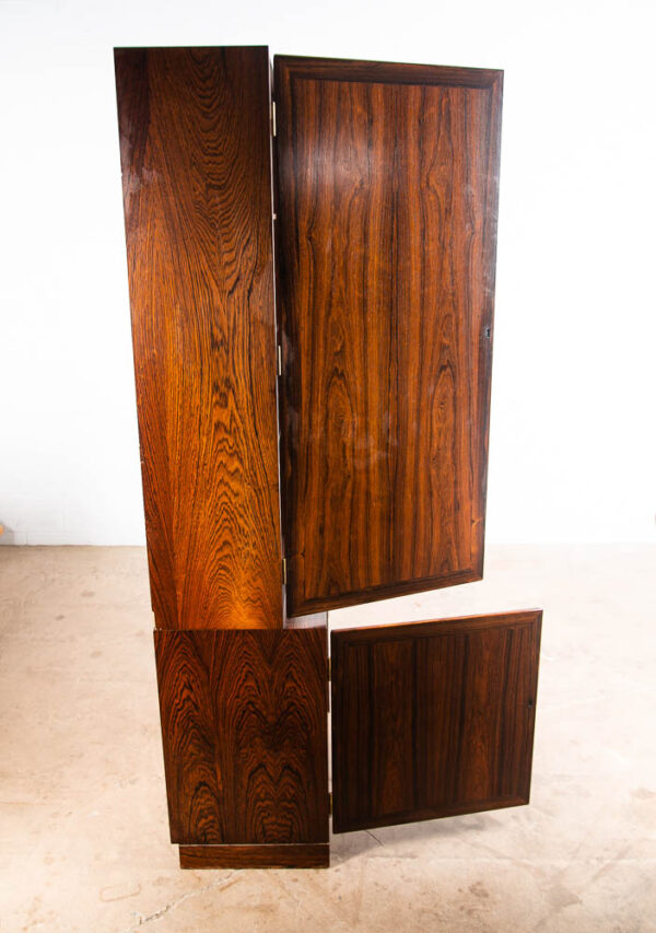 Mid Century Danish Modern Cabinet Brazilian Rosewood Doors Poul Hundevad Shelves - Image 6