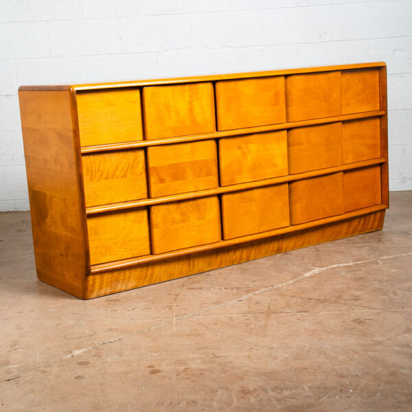 Mid Century Modern Dresser 9 Drawer Heywood Wakefield Sculptura Blonde Vintage