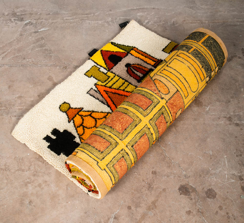 Mid Century Modern Tapestry Wall Hanging Hooked Rug Abstract Shag 1970s Retro - Image 4