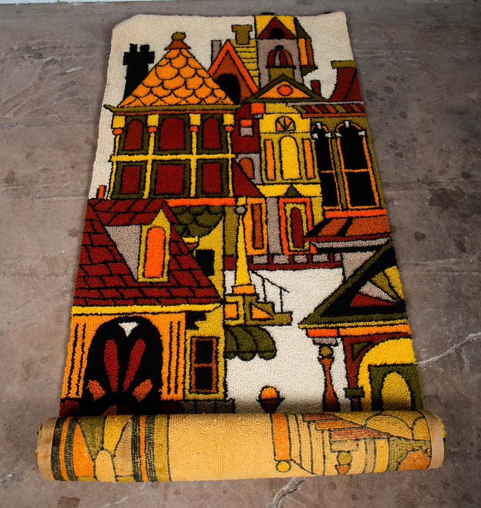 Mid Century Modern Tapestry Wall Hanging Hooked Rug Abstract Shag 1970s Retro - Image 3