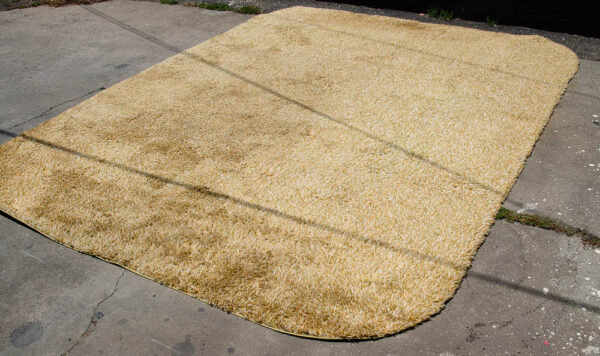 Mid Century Modern Shag Area Rug Abstract Yellow Tan 141"x102" Danish Large M - Image 3
