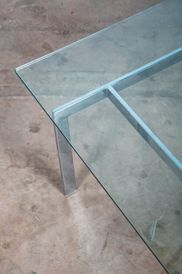 Mid Century Modern Coffee Table Square Large Chrome Glass Fritz Hansen Style Mcm - Image 6