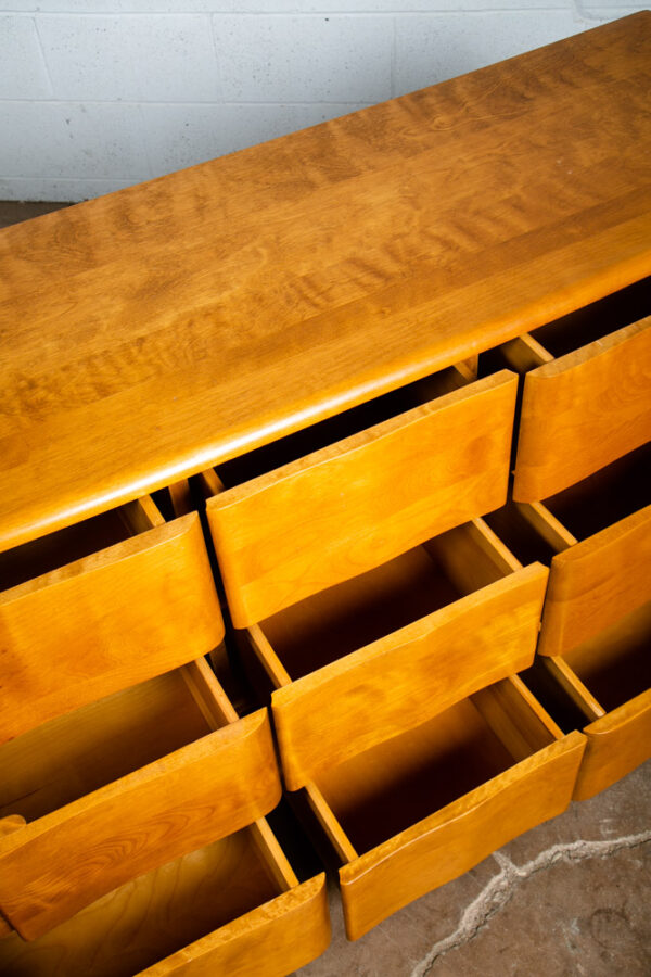 Mid Century Modern Dresser 9 Drawer Heywood Wakefield Sculptura Blonde Vintage - Image 11