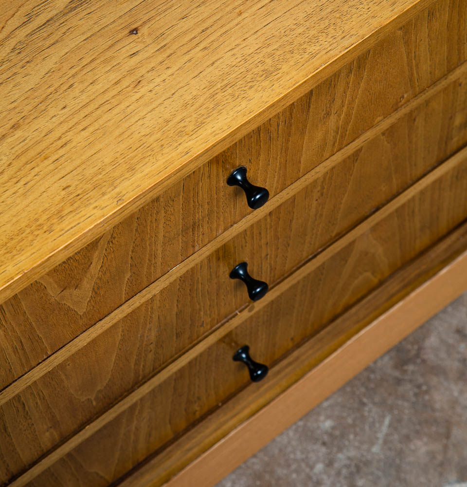 Mid Century Modern Nightstands End Side Table 3 Drawer Walnut Drexel Index Pair - Image 7