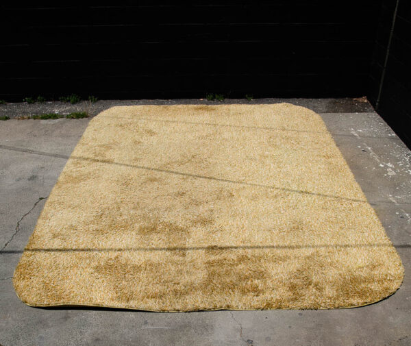 Mid Century Modern Shag Area Rug Abstract Yellow Tan 141"x102" Danish Large M - Image 2