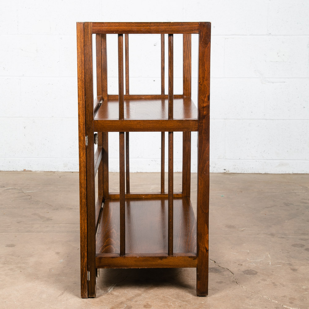 Mid Century Modern Bookshelf Book Shelf Shelving Folding Solid Oak Vintage Mcm - Image 3