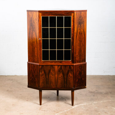 Mid Century Danish Modern Corner Cabinet Unit Brazilian Rosewood Round Front Mcm