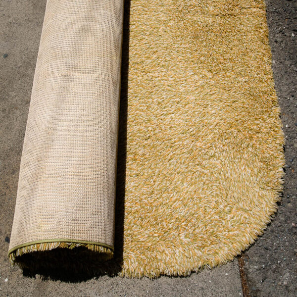 Mid Century Modern Shag Area Rug Abstract Yellow Tan 141"x102" Danish Large M - Image 12