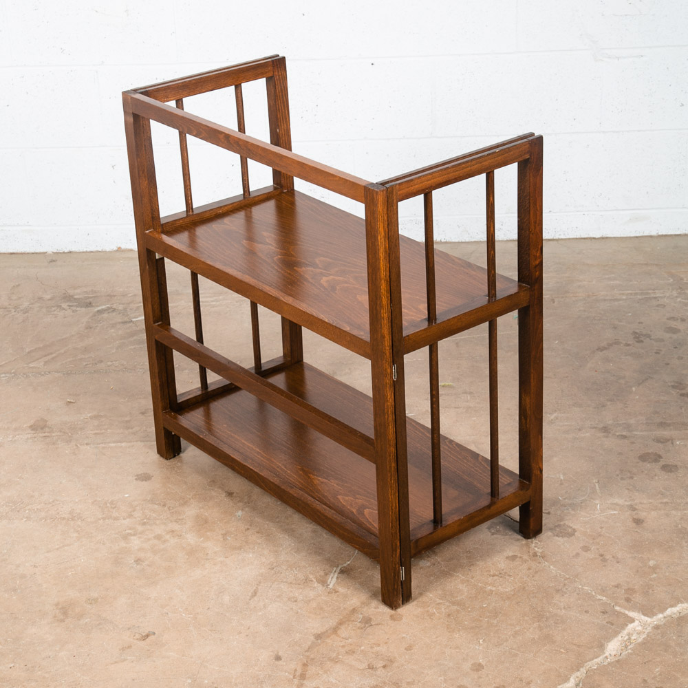 Mid Century Modern Bookshelf Book Shelf Shelving Folding Solid Oak Vintage Mcm - Image 2