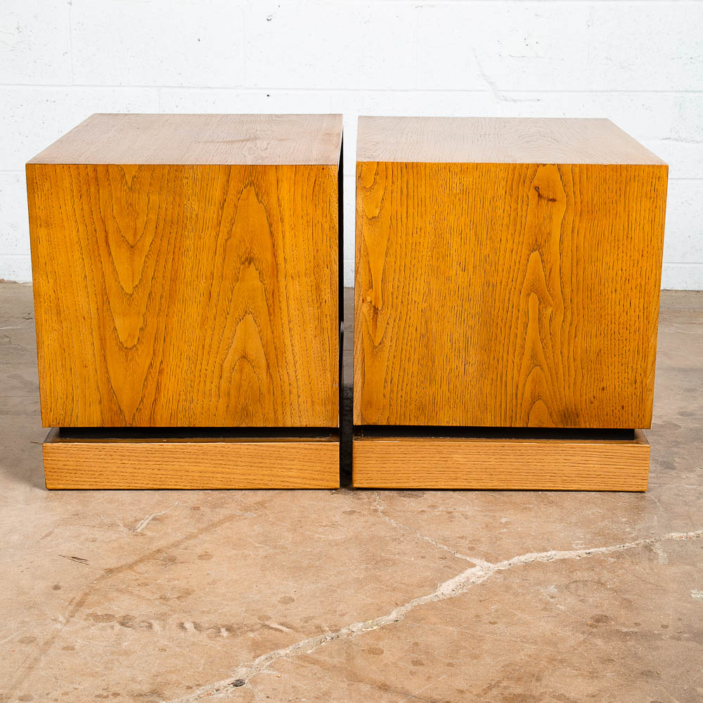 Mid Century Modern Nightstands End Side Table 3 Drawer Walnut Drexel Index Pair - Image 4