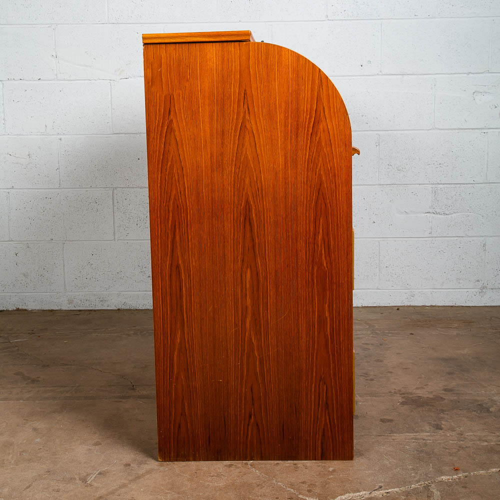 Mid Century Danish Modern Desk Rolltop Secretary File Teak Wood Denmark Vintage - Image 3